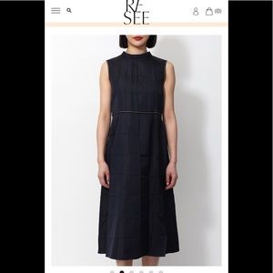 Navy pleated Marni dress, lovely structure